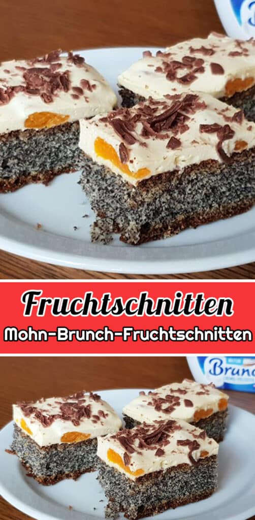 Mohn-Brunch-Fruchtschnitten Rezept - Schnelle Einfache Kuchen Rezepte