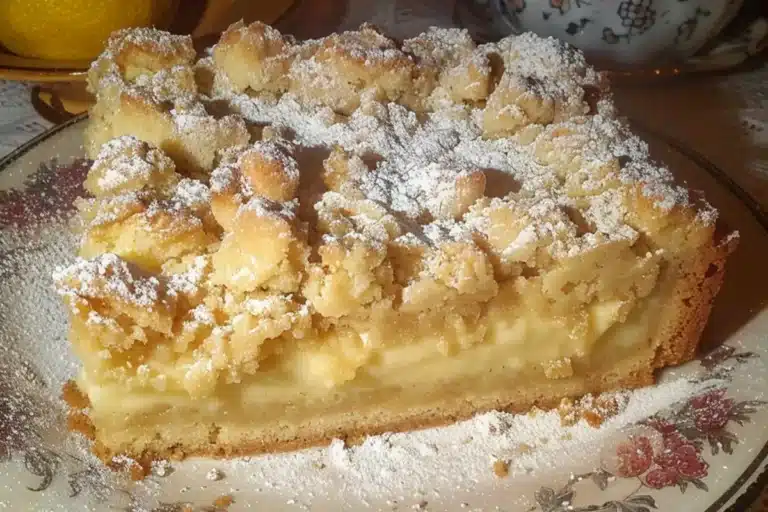 Streuselkuchen mit Pudding gefüllt Rezept