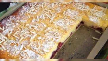 Käsekuchen mit Kirschen vom Blech Rezept