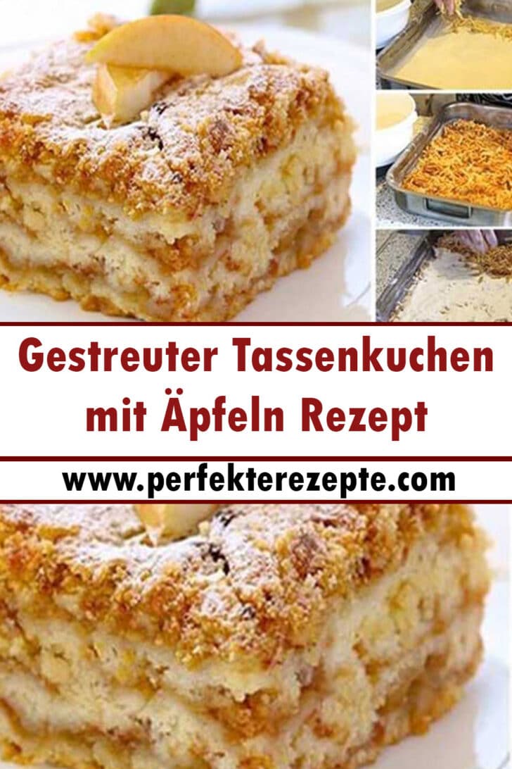 Gestreuter Tassenkuchen mit Äpfeln Rezept - Schnelle und Einfache Rezepte