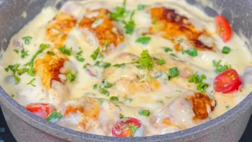 Hähnchenbrust in cremiger Knoblauch Parmesansoße Rezept