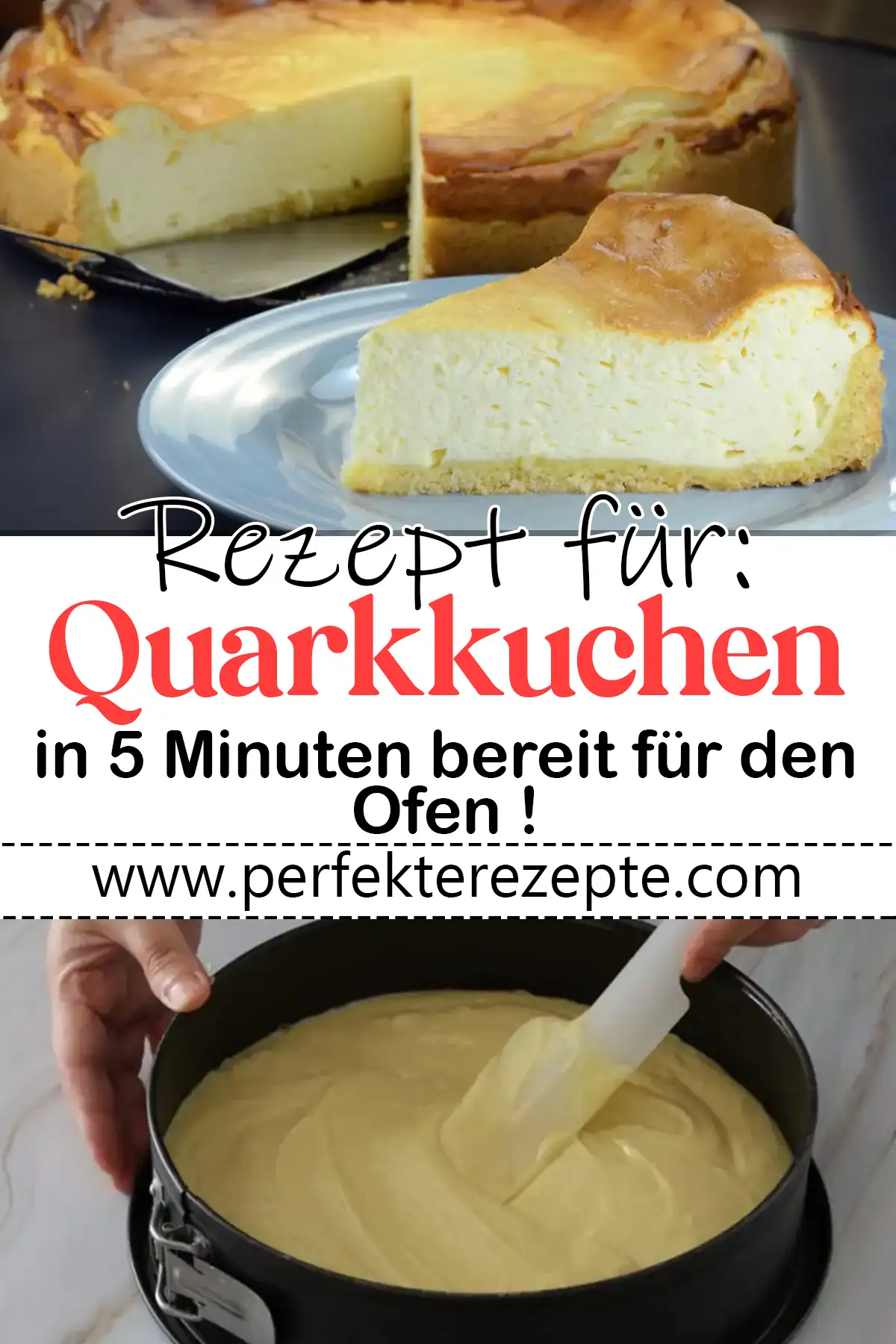 Quarkkuchen Rezept, in 5 Minuten bereit für den Ofen !