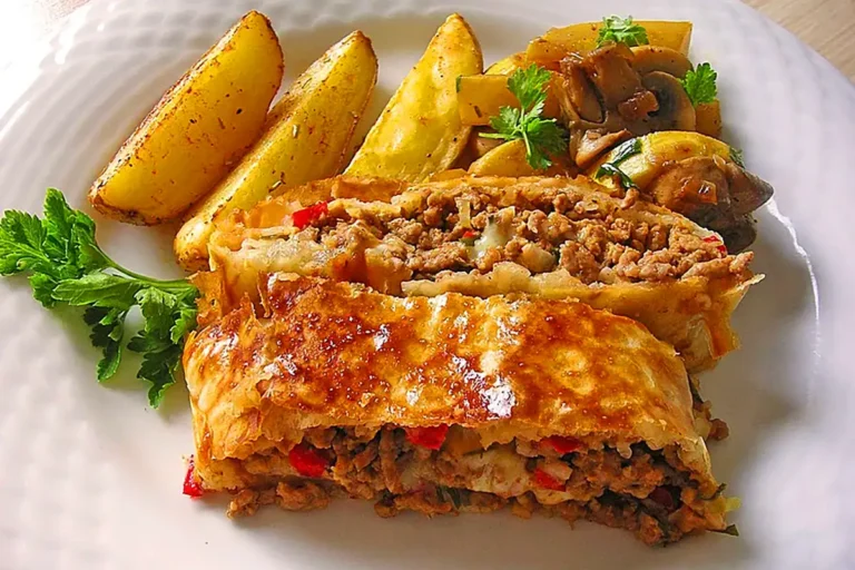 Hackfleisch-Käse-Strudel mit Paprika Rezept