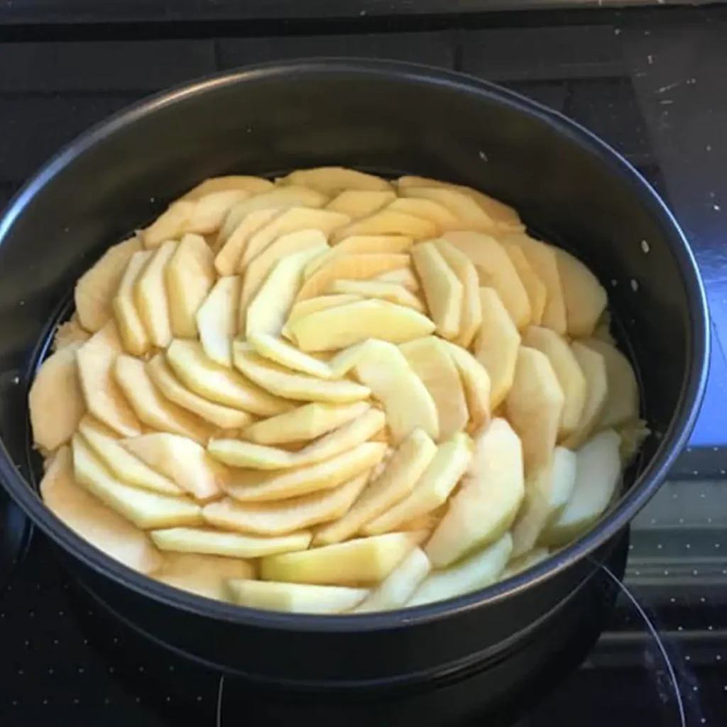Apfelkuchen mit Sahne-Pudding-Guss