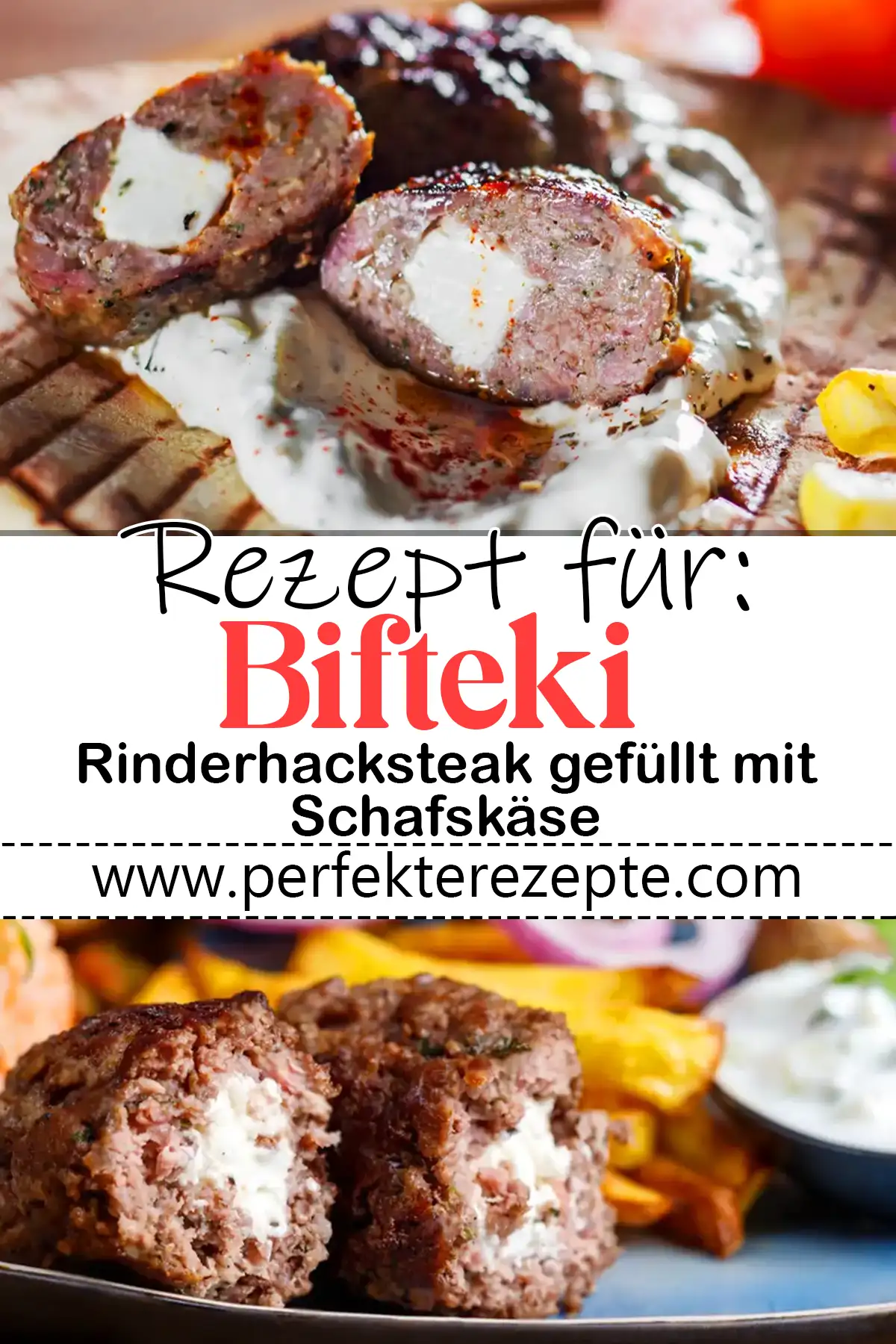 Bifteki Rezept: Rinderhacksteak gefüllt mit Schafskäse