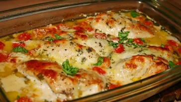 Mozzarella-Hähnchen in Basilikum-Sahnesauce