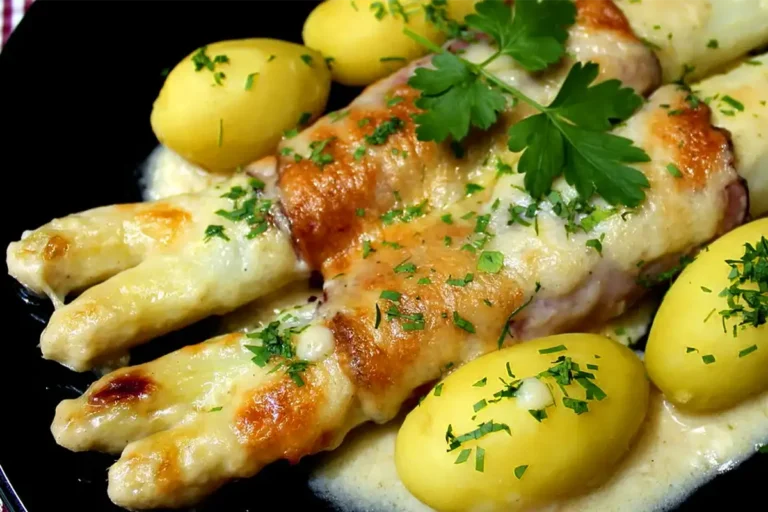 Überbackene Spargel-Schinken-Rollen Rezept